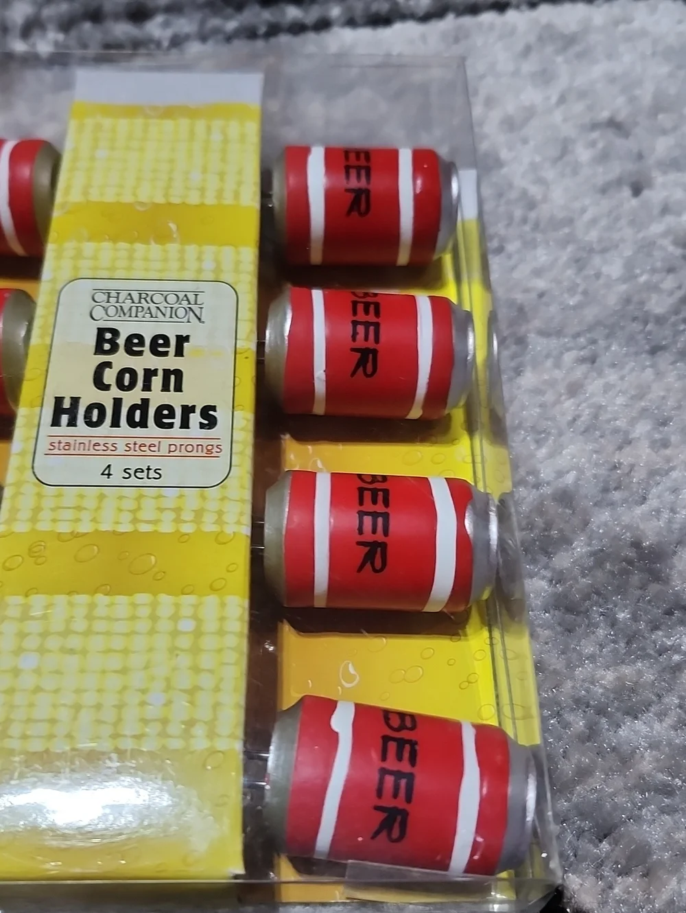 CHARCOAL COMPANION MINI RED BEER CAN CORN HOLDERS SET-OF-4